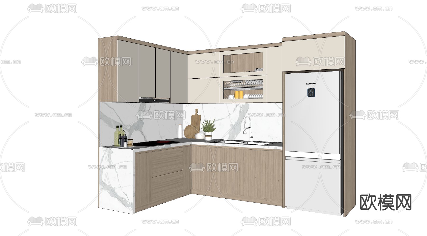 北欧橱柜su模型下载（渲染图2）