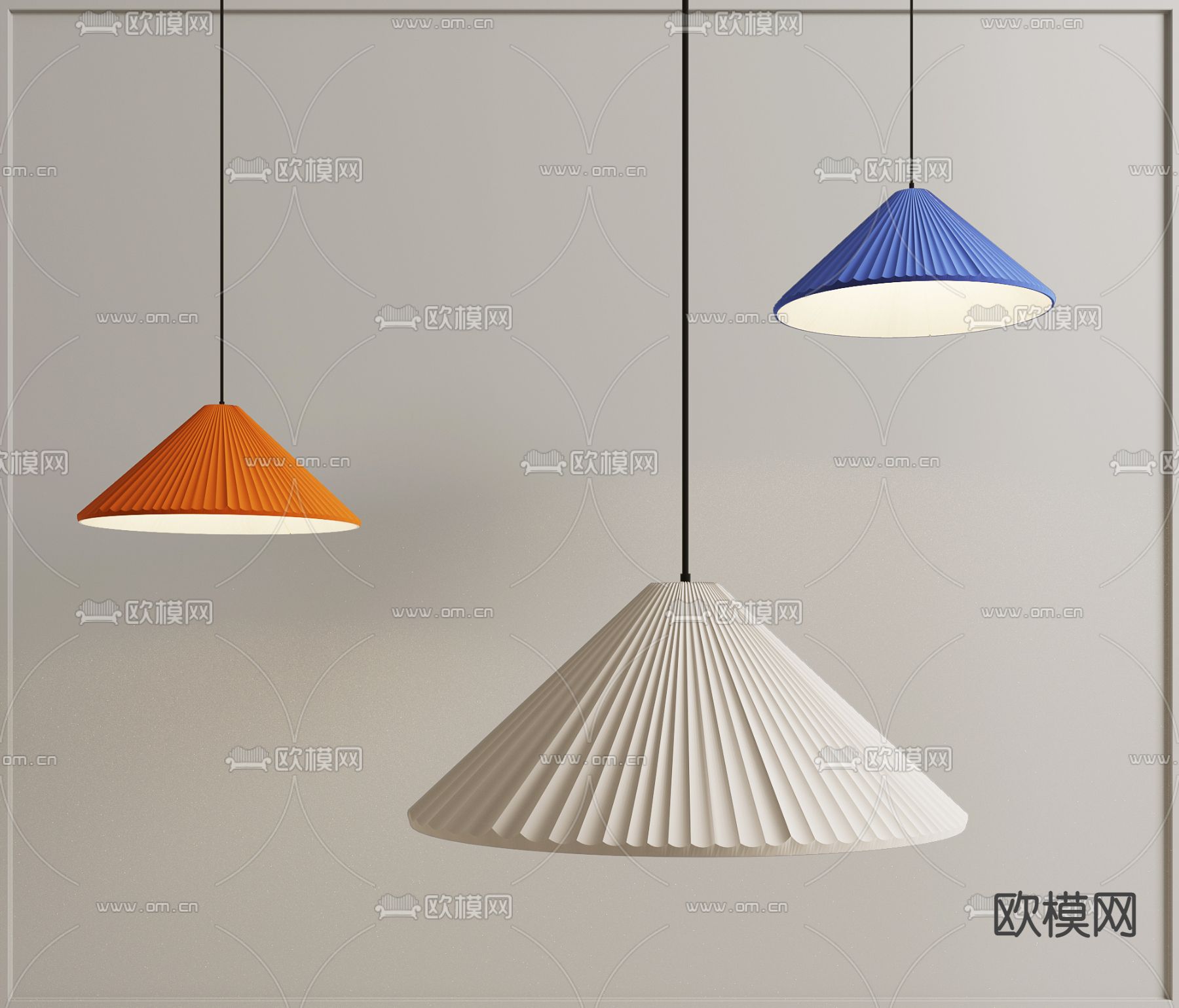 侘寂风灯罩吊灯3d模型下载