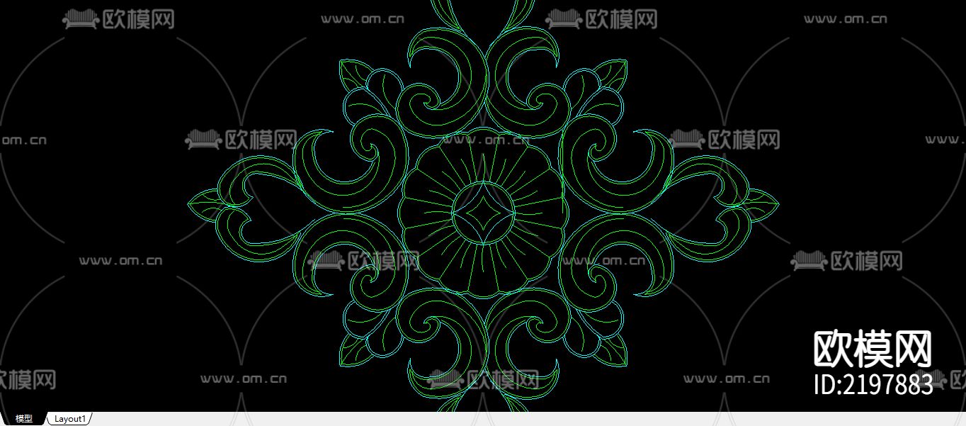 25个建筑常用木花CAD大样图下载（渲染图5）