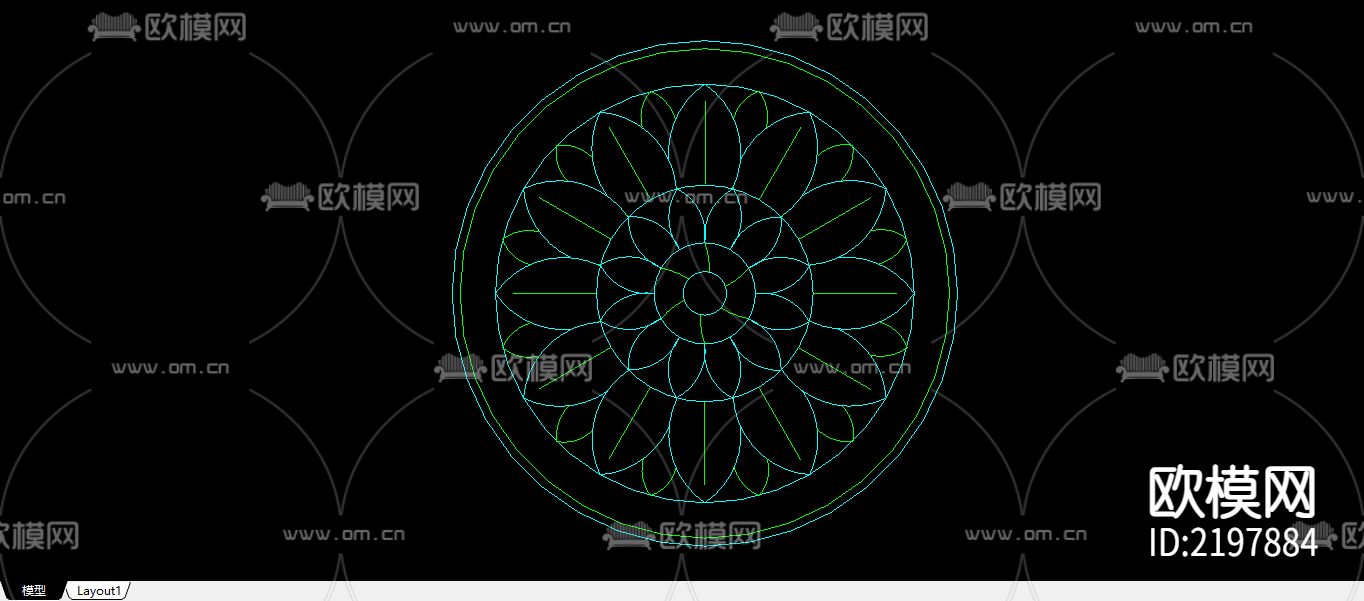 25个建筑常用木花CAD大样图下载（渲染图3）