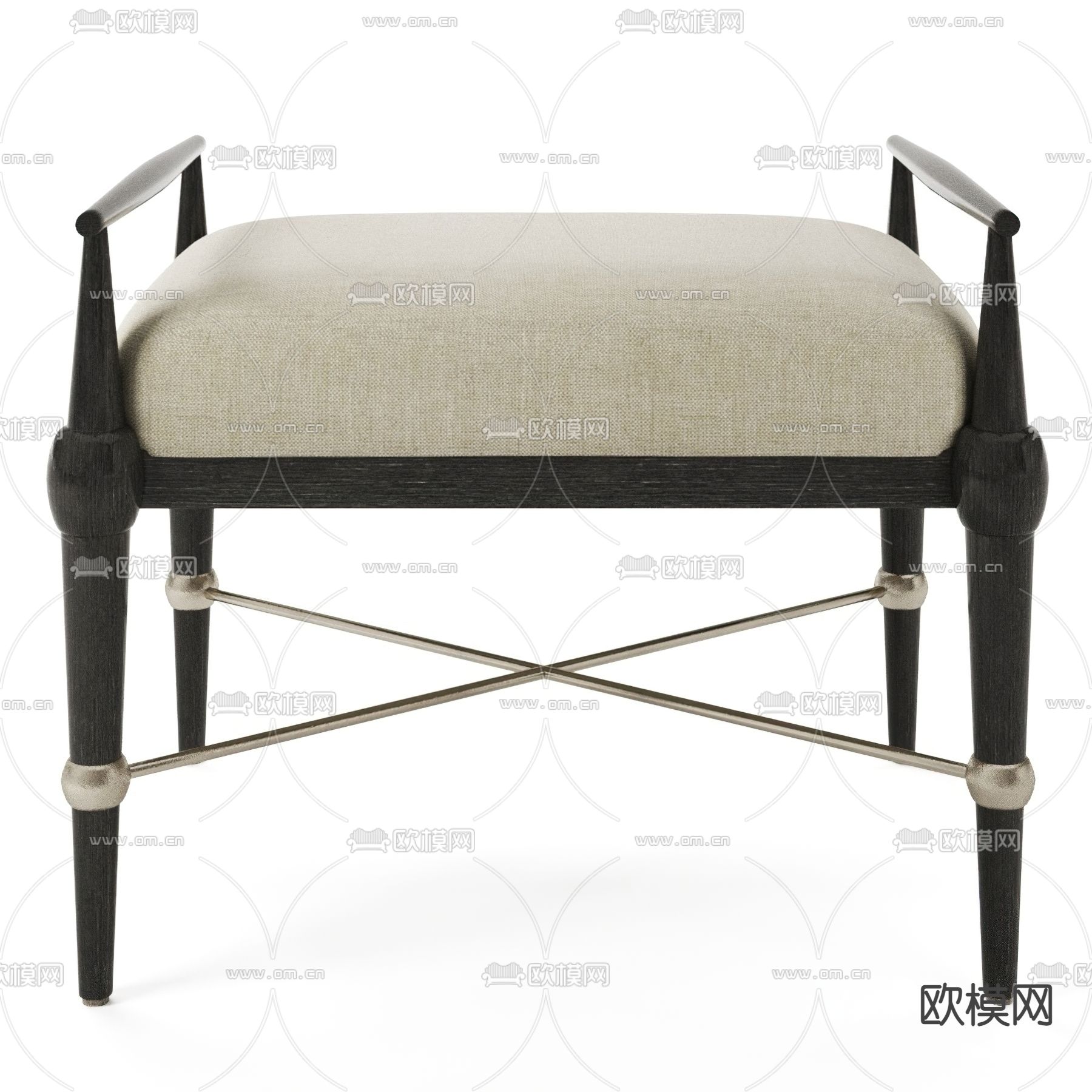 简欧沙发凳矮凳3d模型下载（渲染图2）