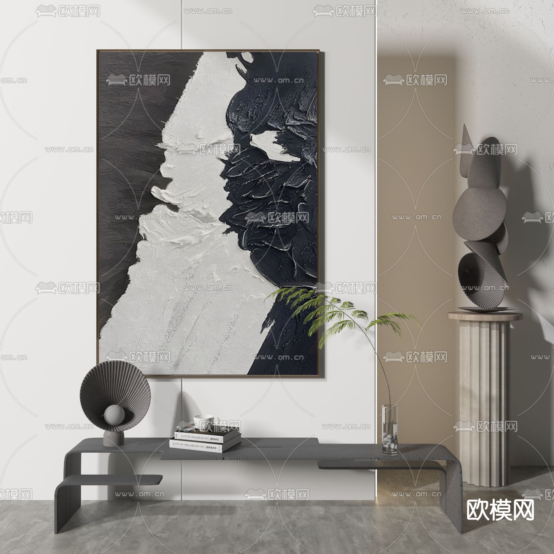 侘寂黑白装饰画3d模型下载_ID12034247_3dmax免费模型-欧模网
