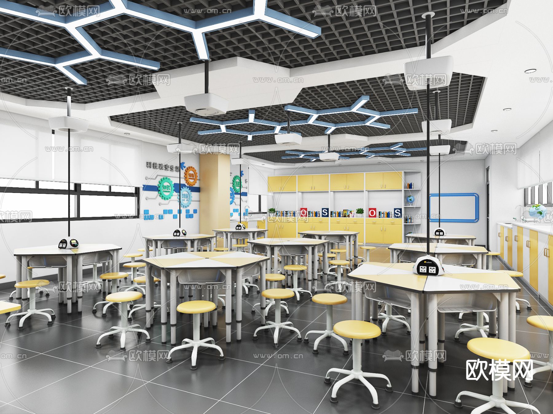 现代科学实验教室3d模型下载（渲染图2）