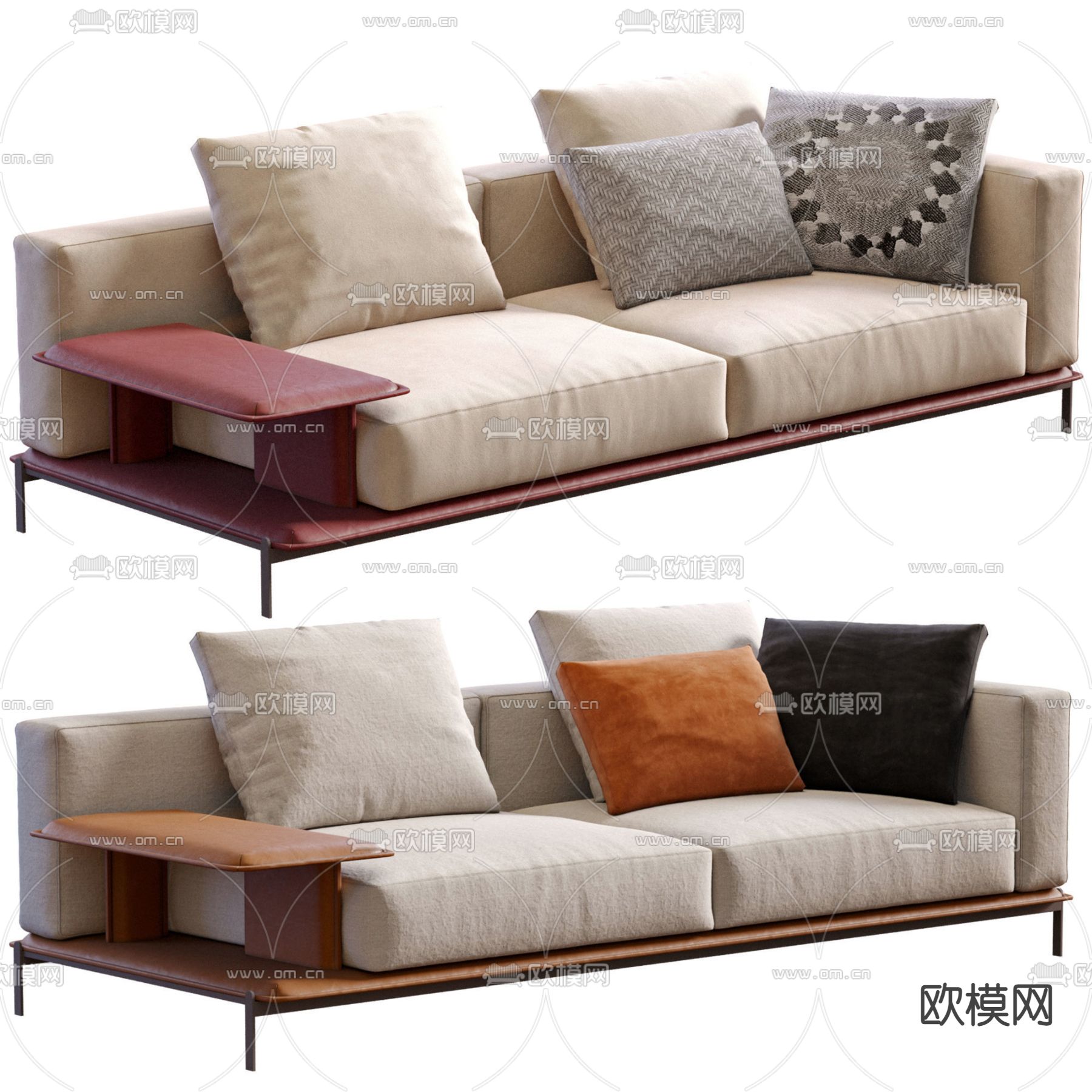 Poliform 现代白色双人沙发3d模型下载（渲染图2）