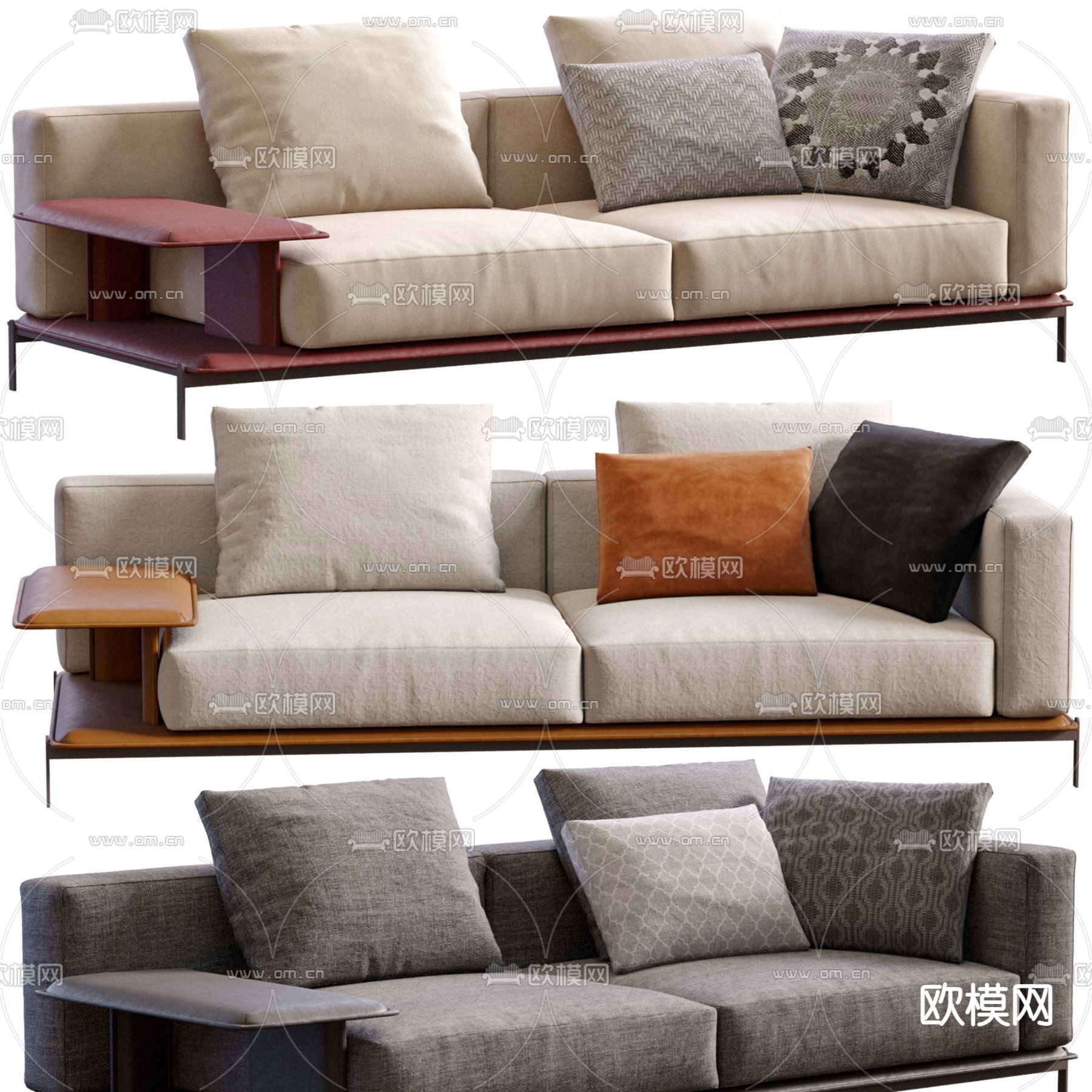 Poliform 现代白色双人沙发3d模型下载（渲染图1）