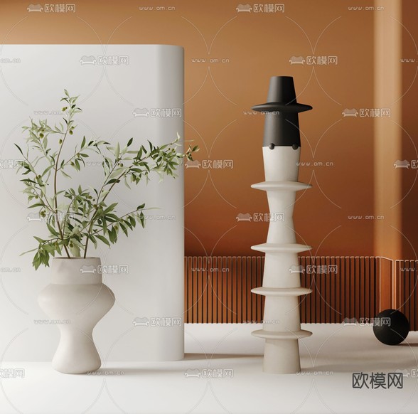 现代绿植盆栽饰品摆件3d模型下载