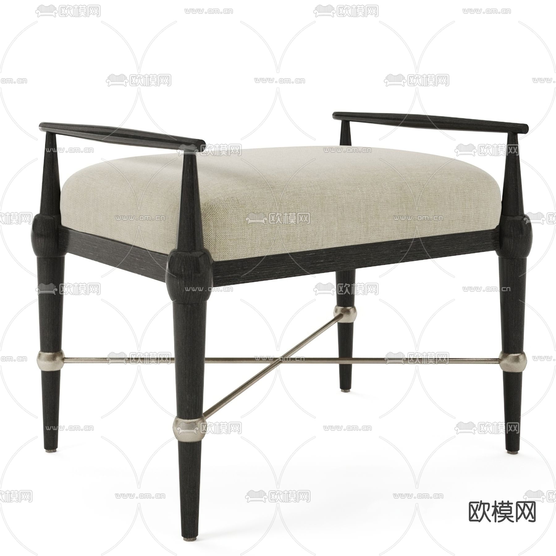 简欧沙发凳矮凳3d模型下载（渲染图1）