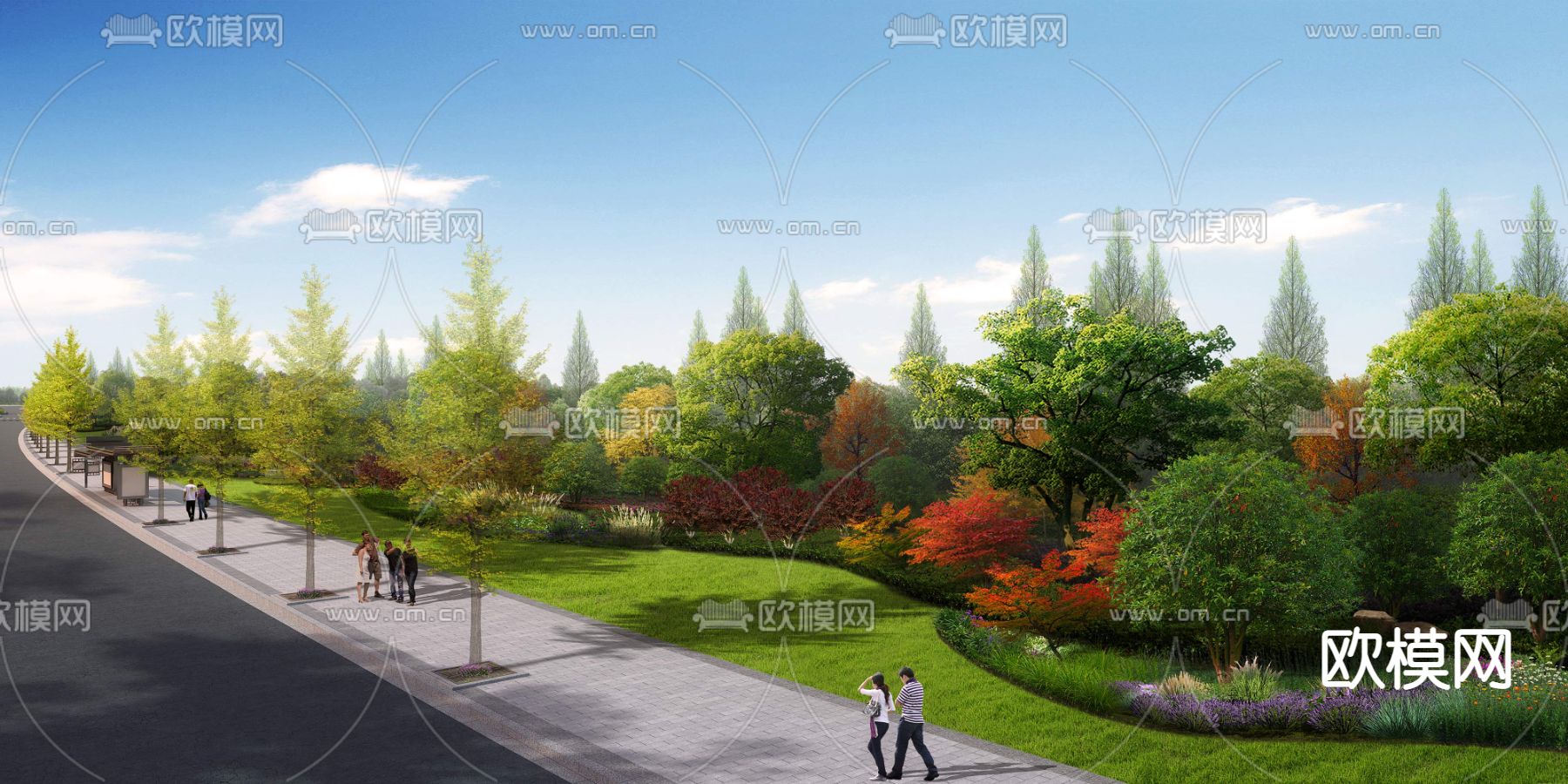 现代公园景观psd下载