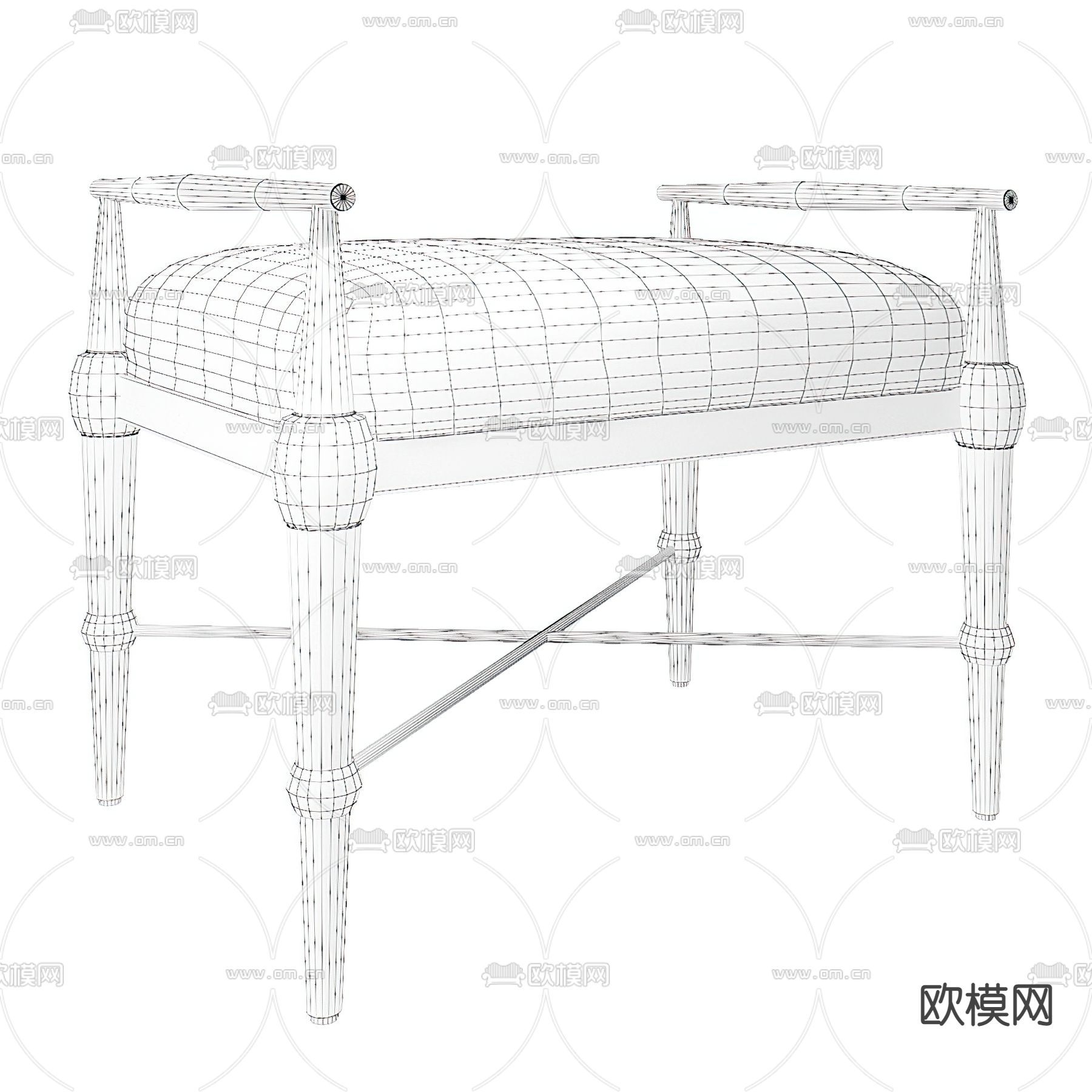简欧沙发凳矮凳3d模型下载（渲染图3）
