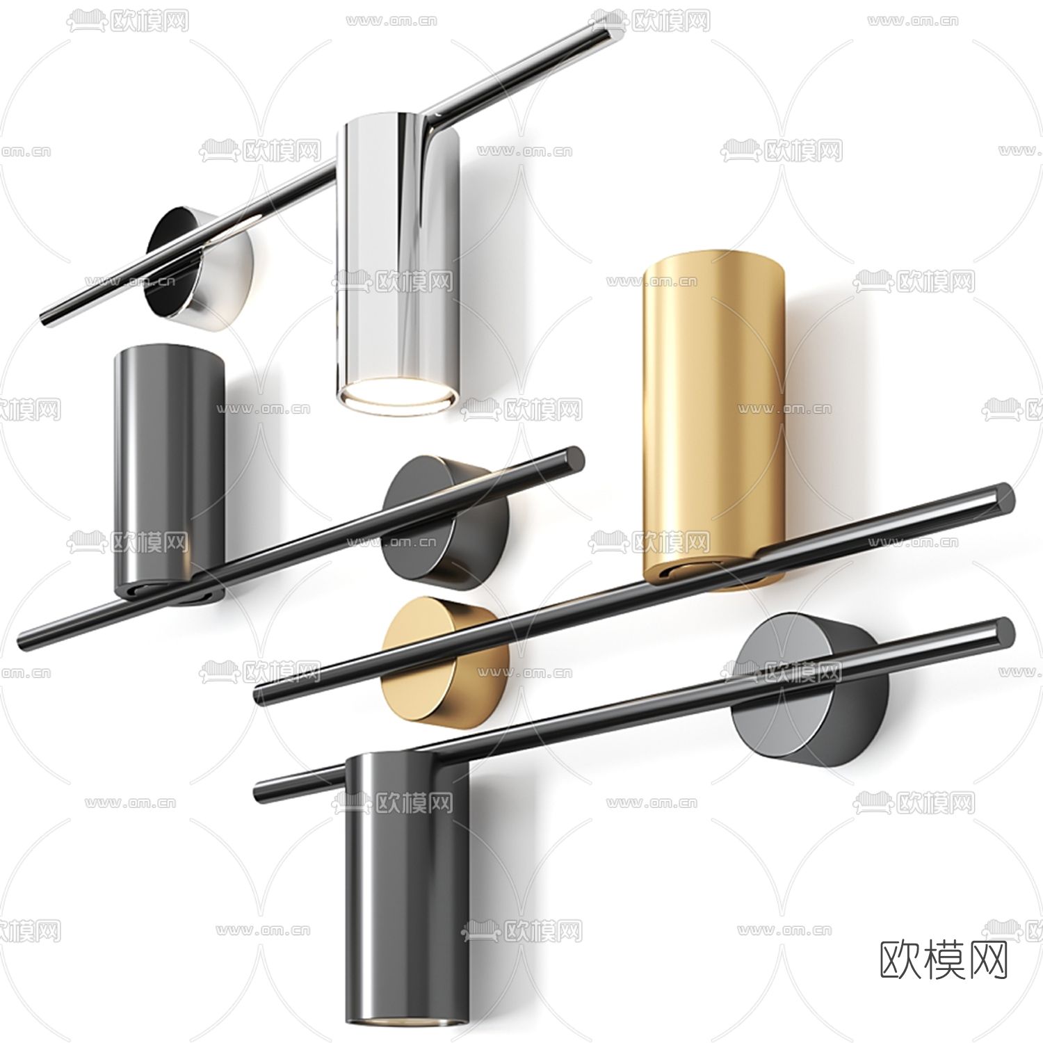 现代管状壁灯3d模型下载