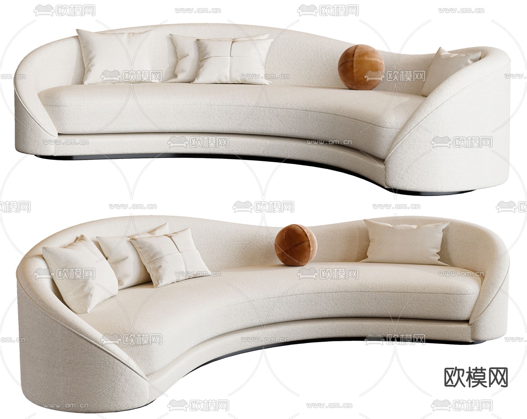 现代白色弧形沙发3d模型下载