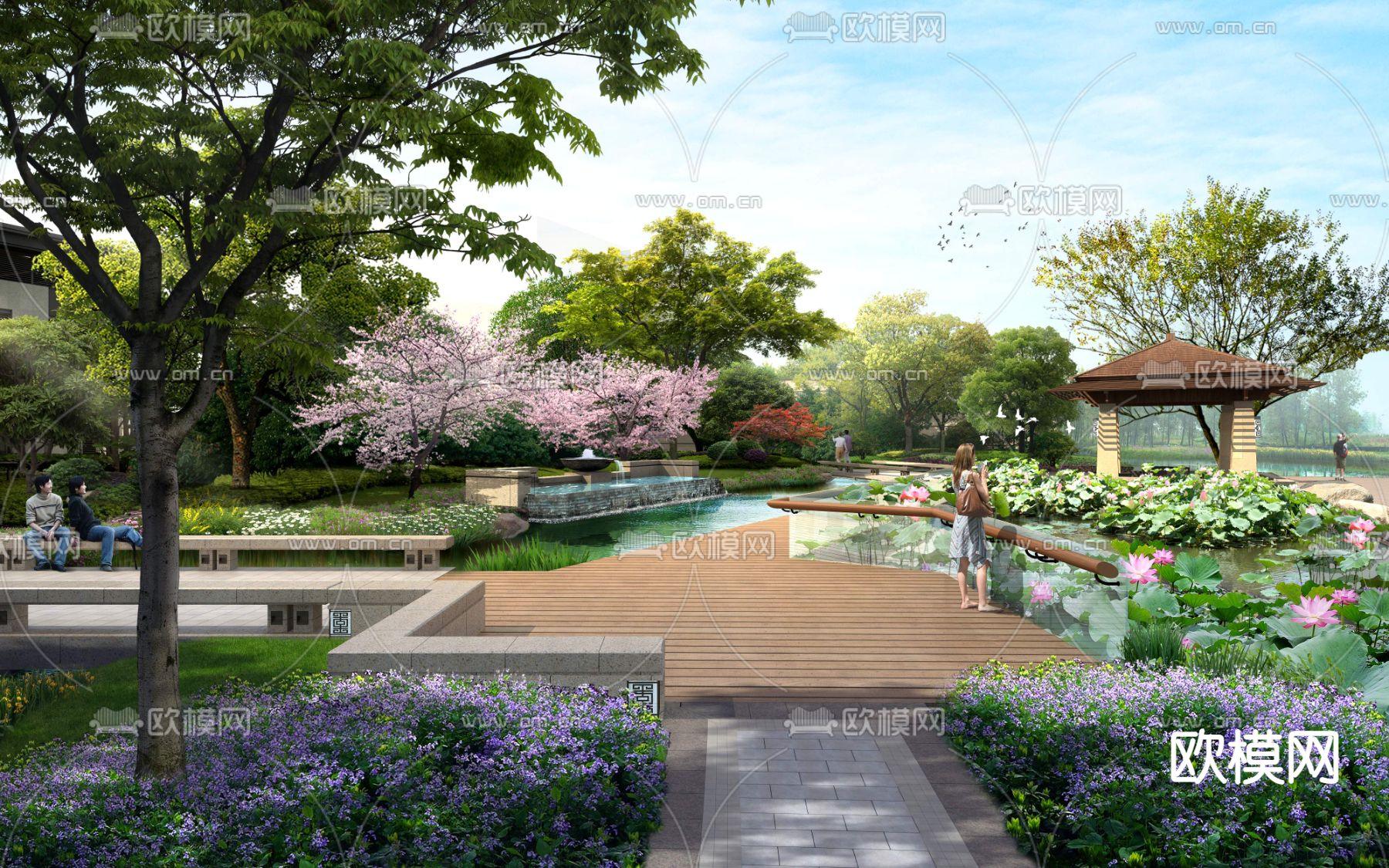 现代公园景观psd下载_ID12033965_3dmax免费模型-欧模网