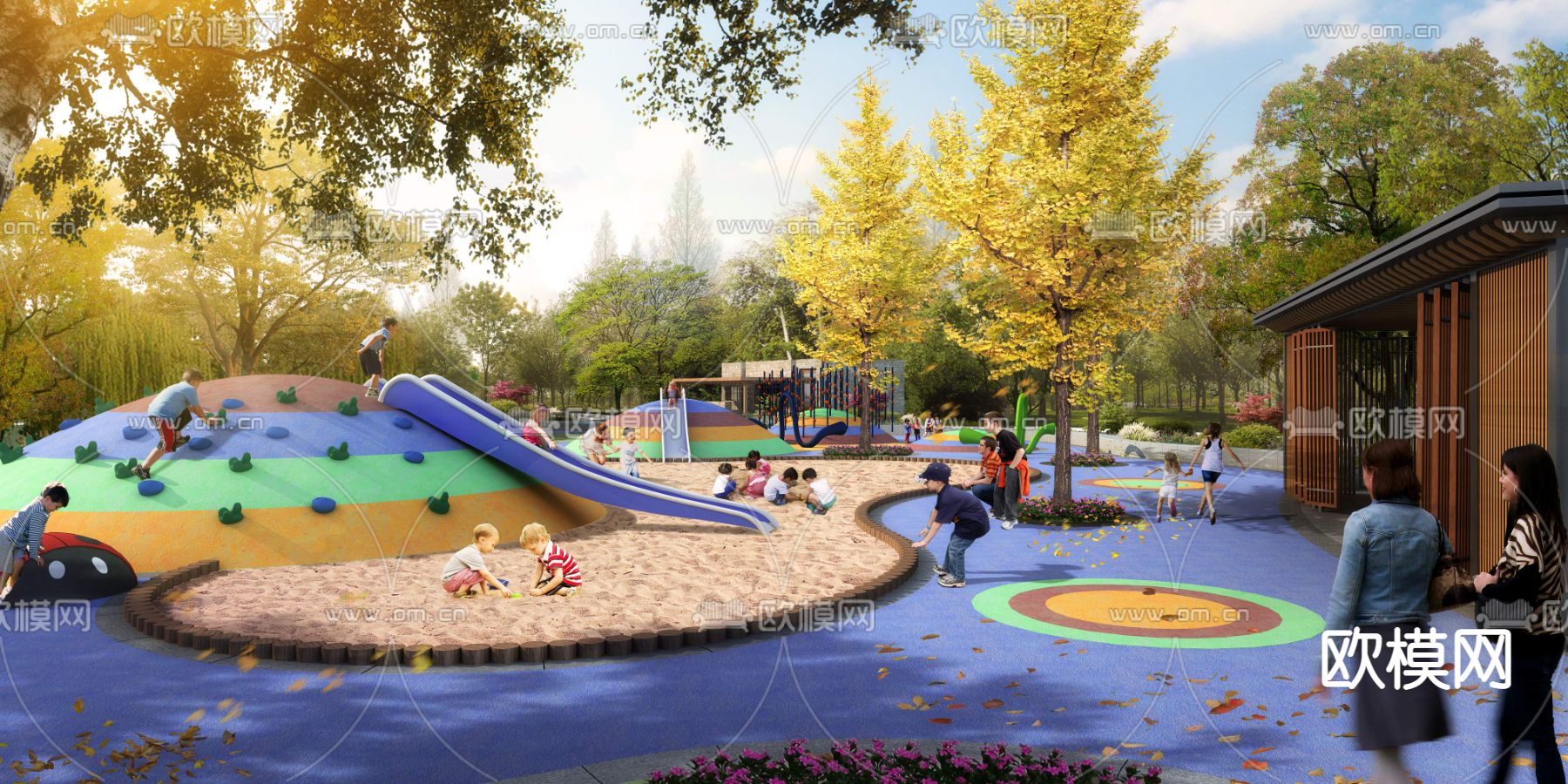 现代亲子公园景观psd下载