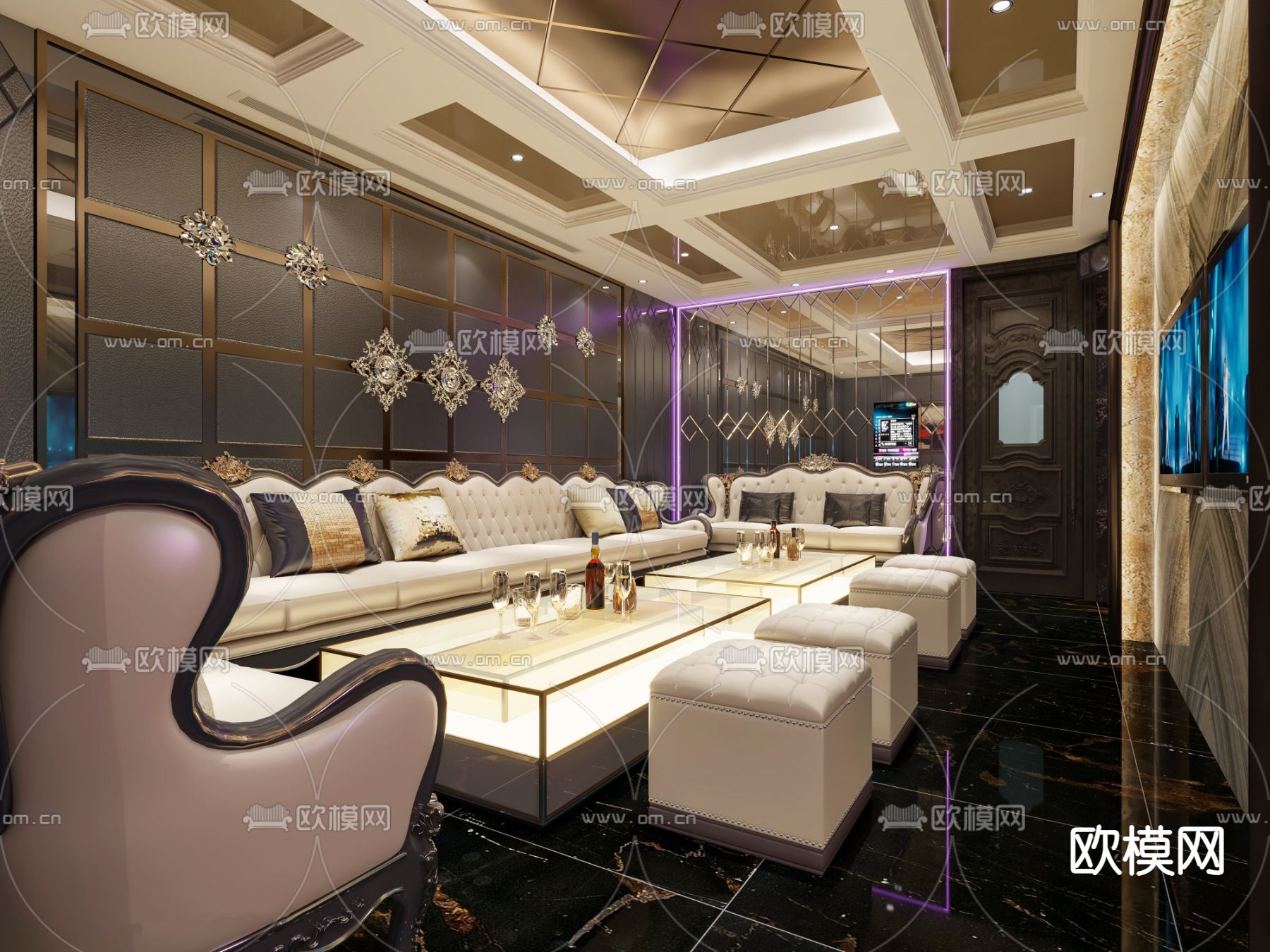 欧式KTV包厢3d模型下载（渲染图2）