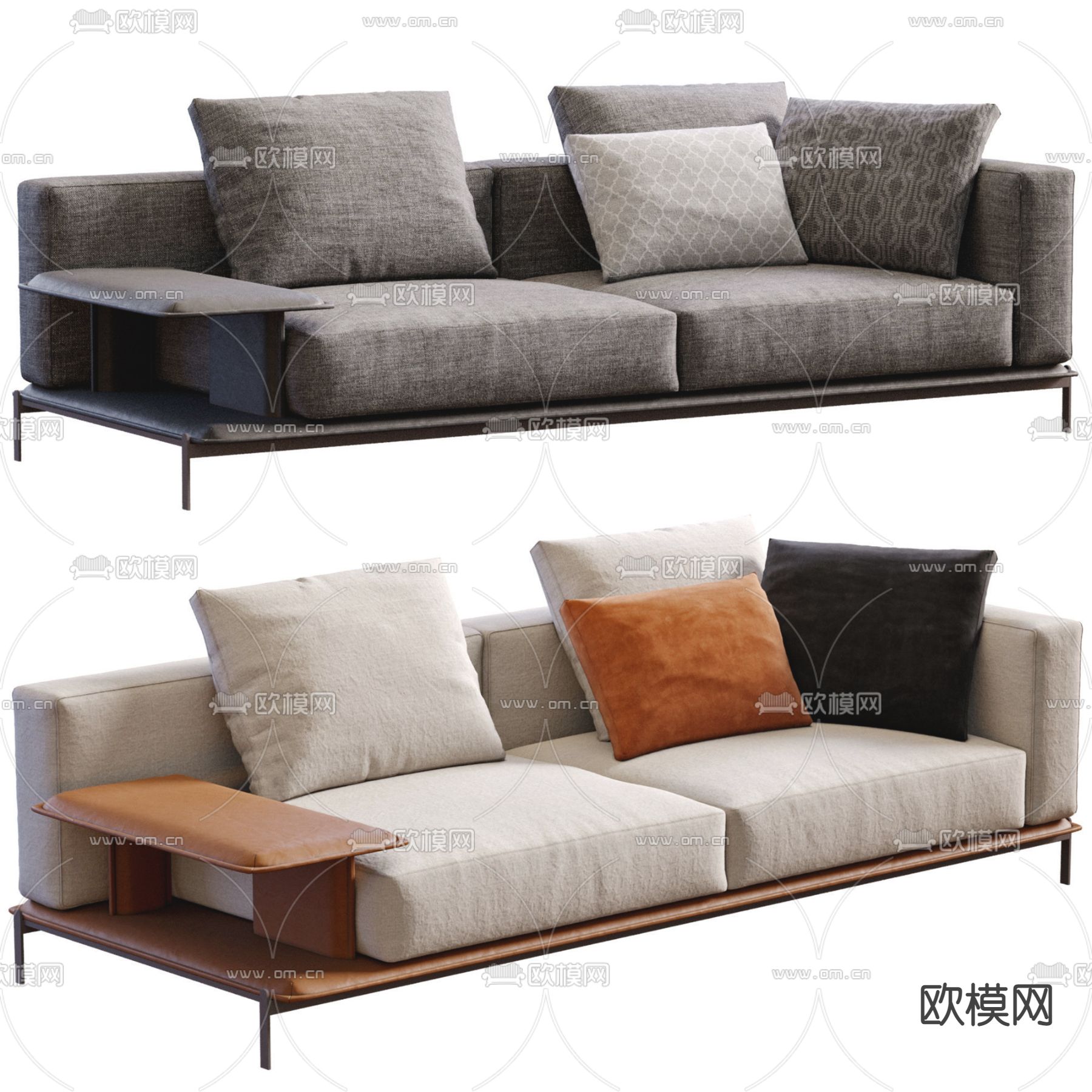 Poliform 现代白色双人沙发3d模型下载（渲染图3）