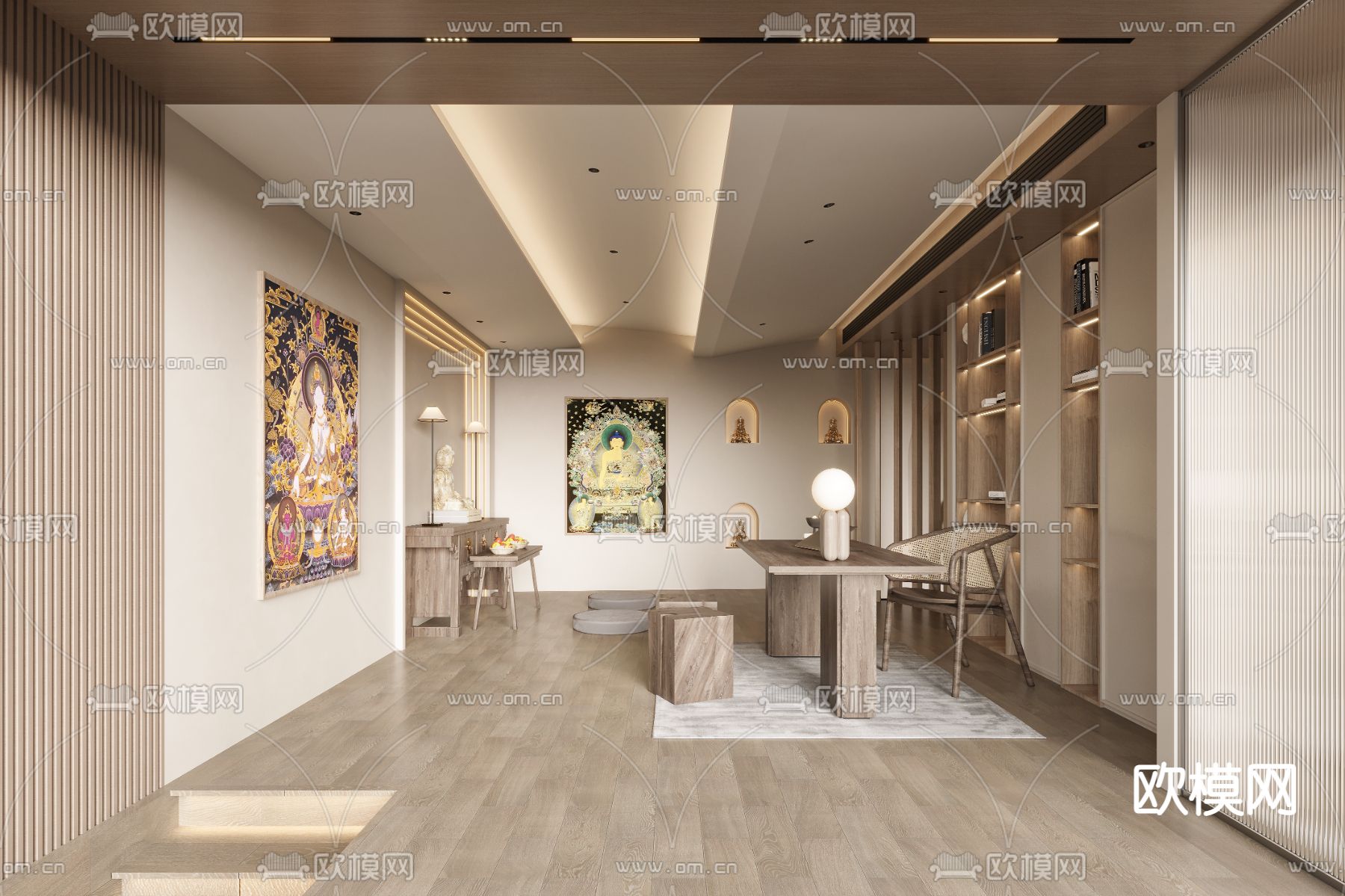 新中式佛堂3d模型