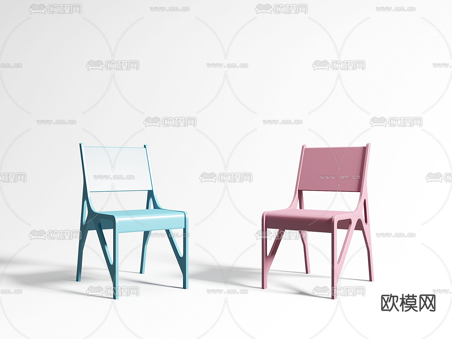 现代简约塑料儿童椅3d模型下载