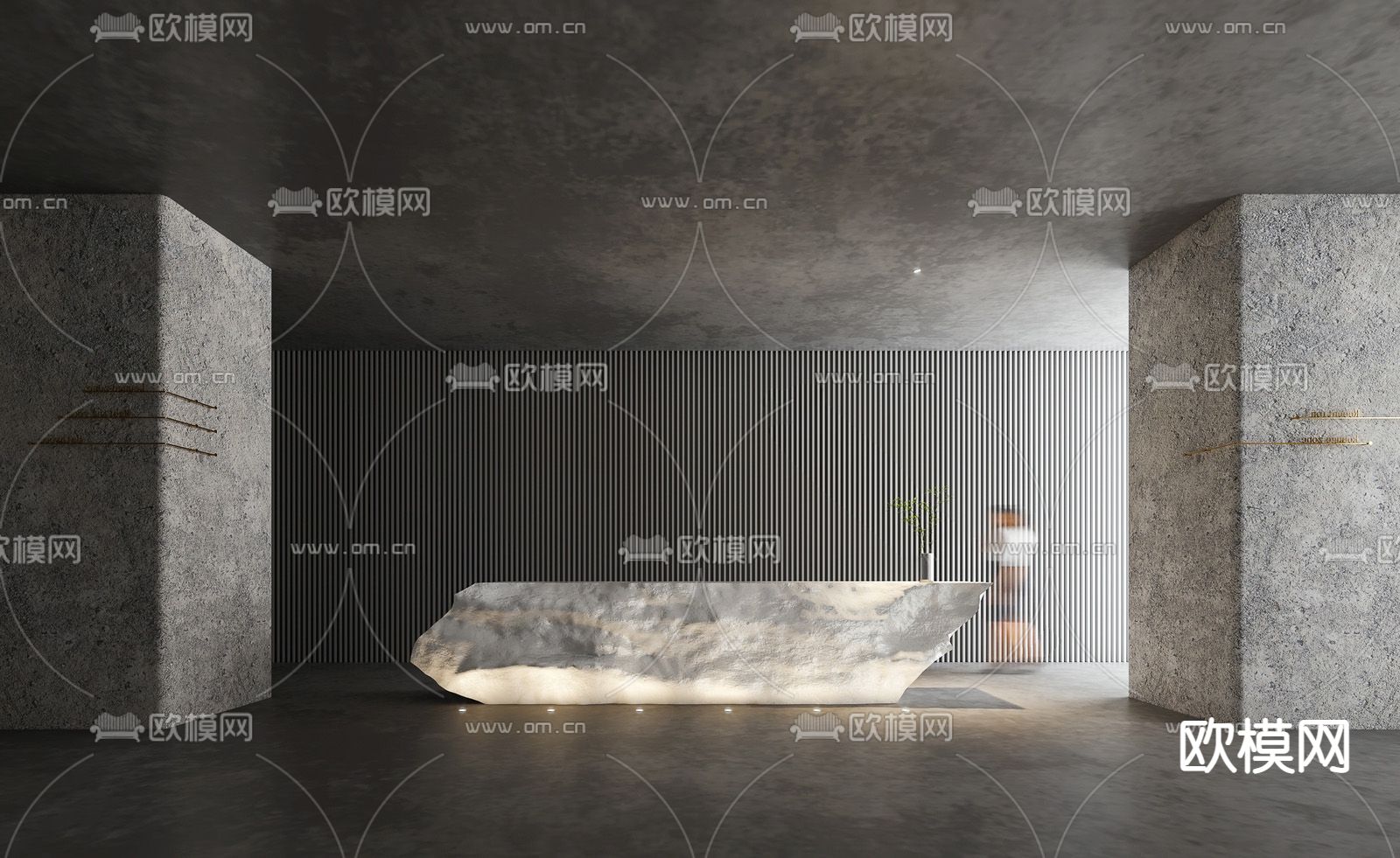 现代前台接待台su模型下载（渲染图1）