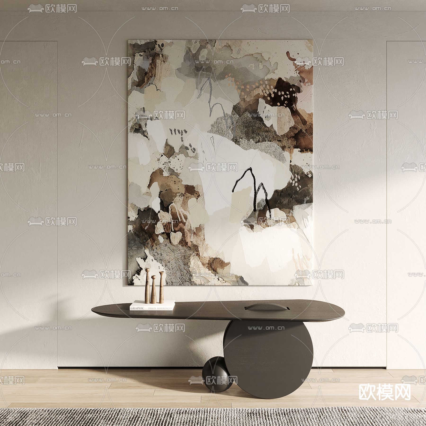 侘寂风抽象装饰挂画su模型