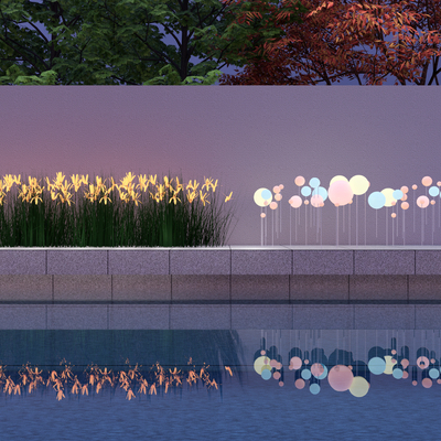  现代景观氛围灯su模型 