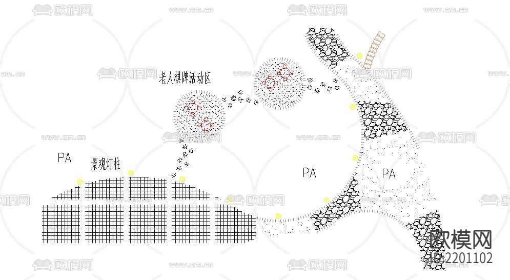 圆形汀步大样图下载（渲染图1）