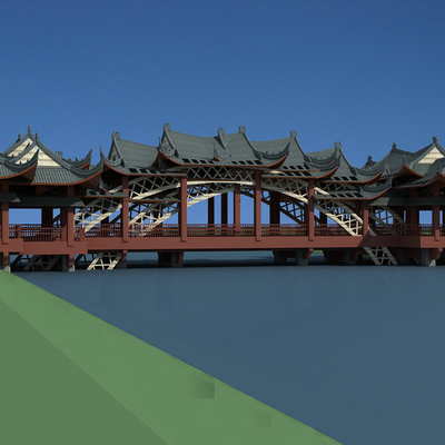古建廊桥免费3d模型