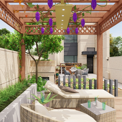 现代别墅庭院su模型