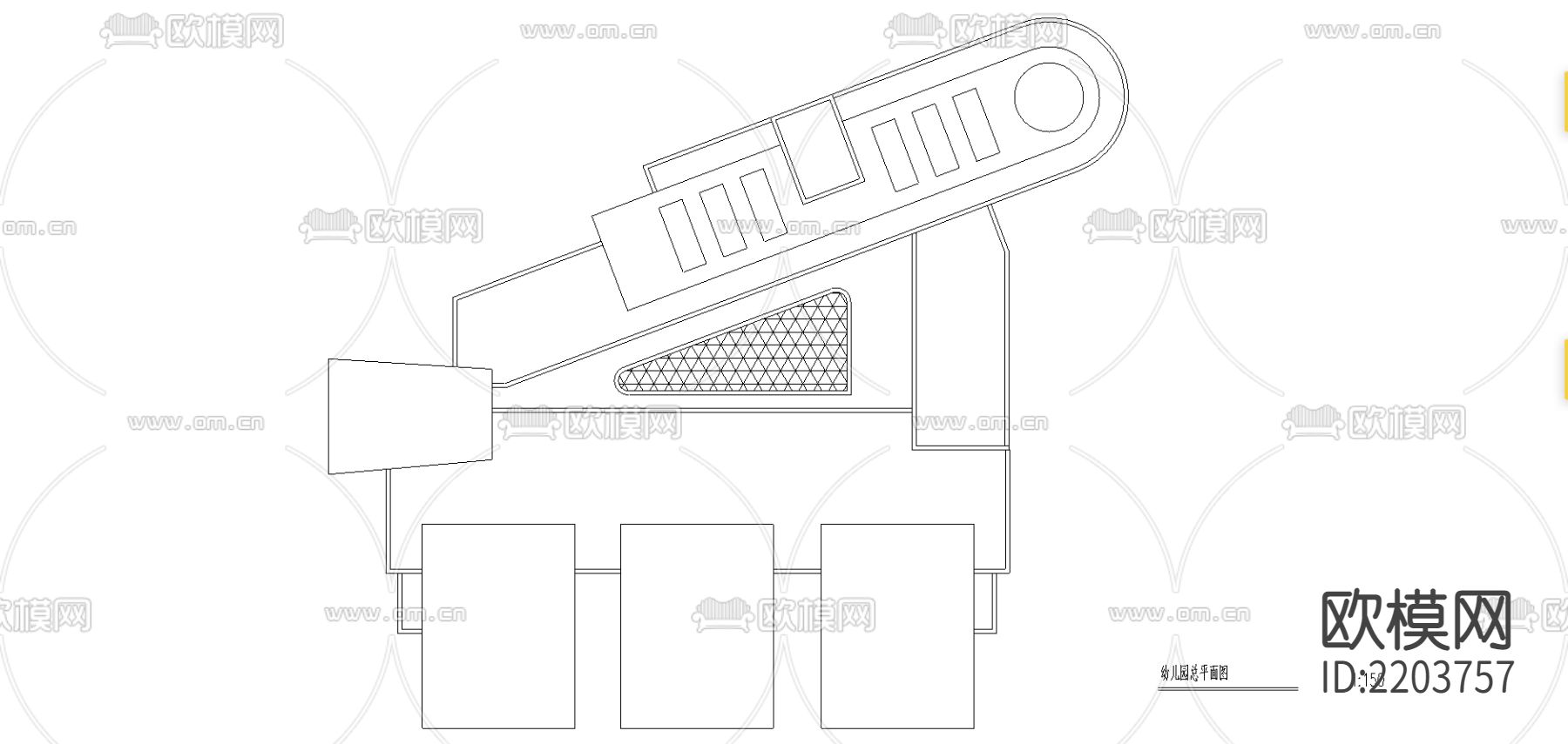 幼儿园平立面图cad图库下载（渲染图4）