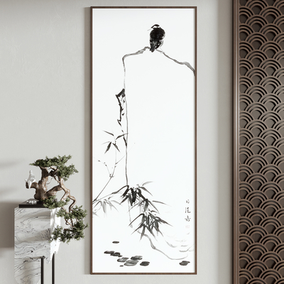 新中式水墨挂画su模型