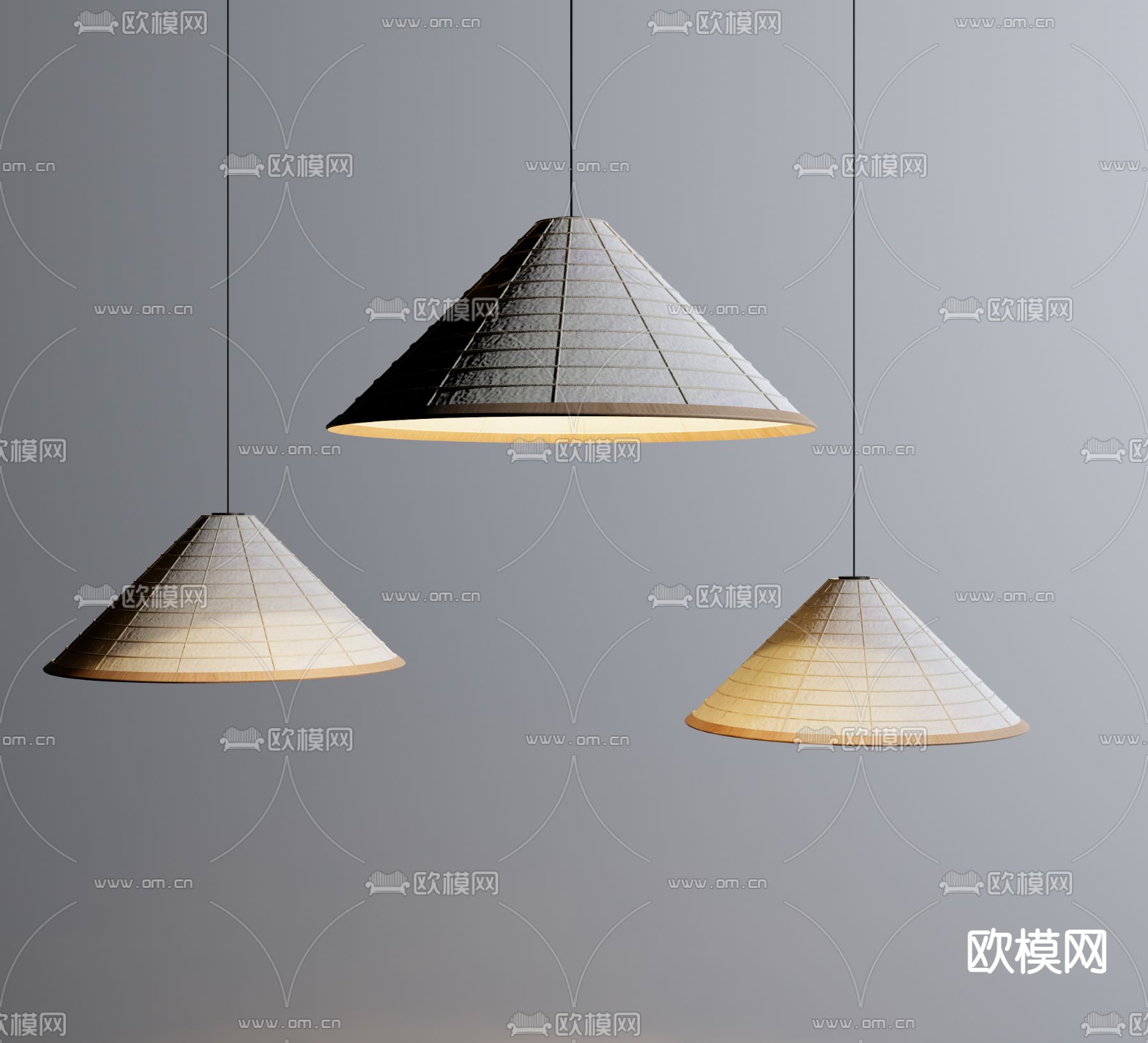 侘寂藤编吊灯su模型下载（渲染图1）