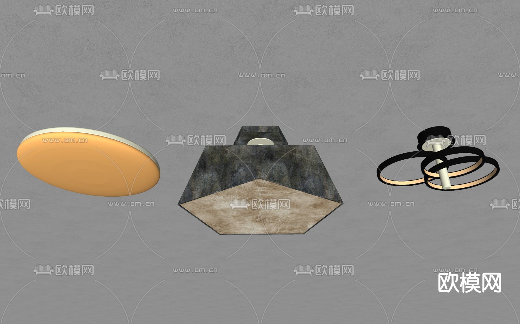 现代金属吸顶灯su模型下载（渲染图5）