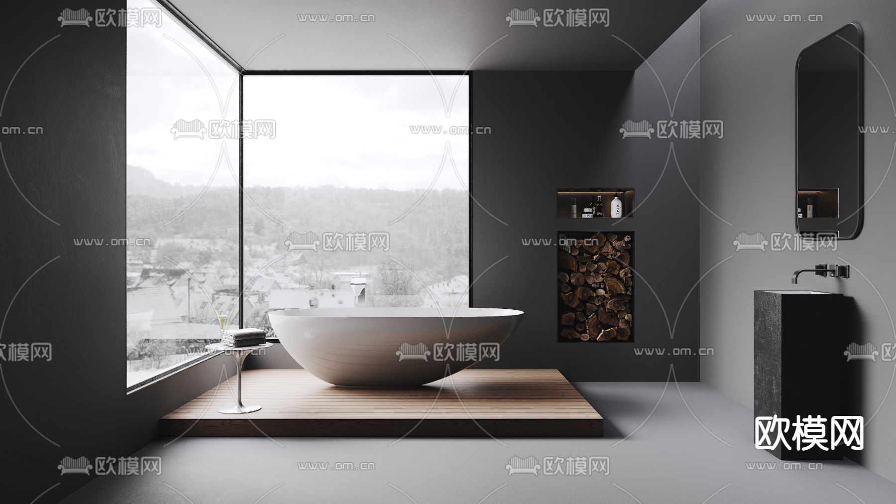 现代高级灰卫生间3d模型下载