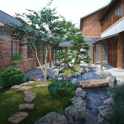 中式庭院景观su模型