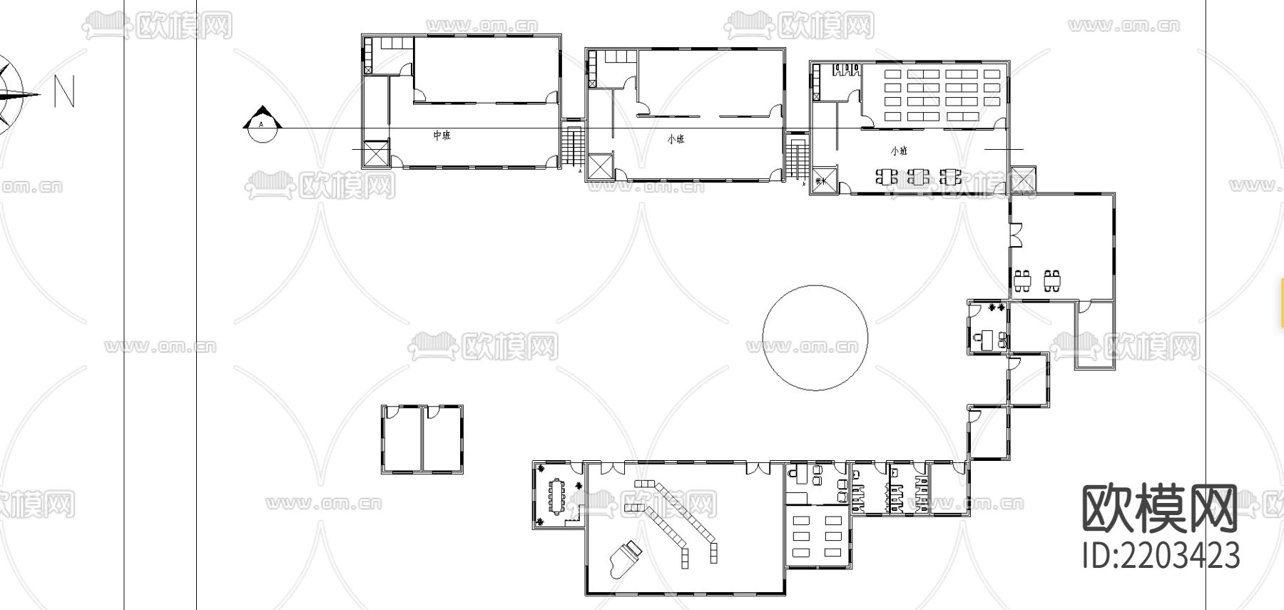 幼儿园cad施工图下载（渲染图2）