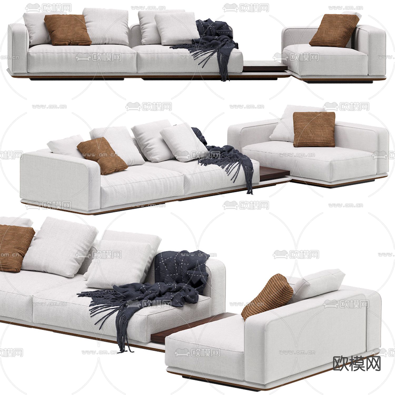 Minotti 现代白色转角沙发3d模型下载