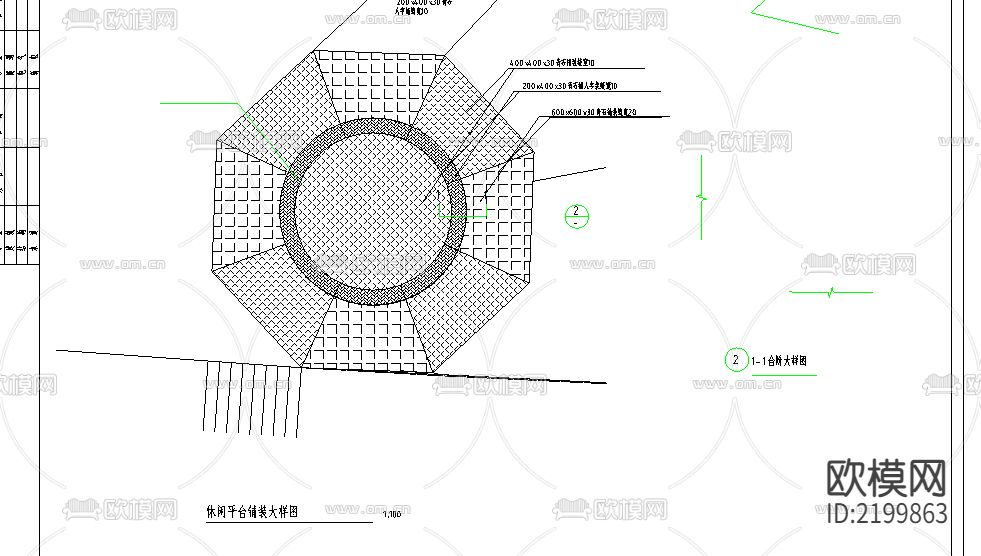 休闲平台CAD施工图下载（渲染图1）
