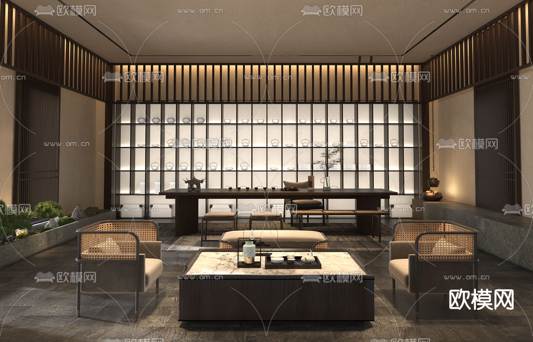 现代会客室茶室3d模型下载_ID12036313_3dmax免费模型-欧模网