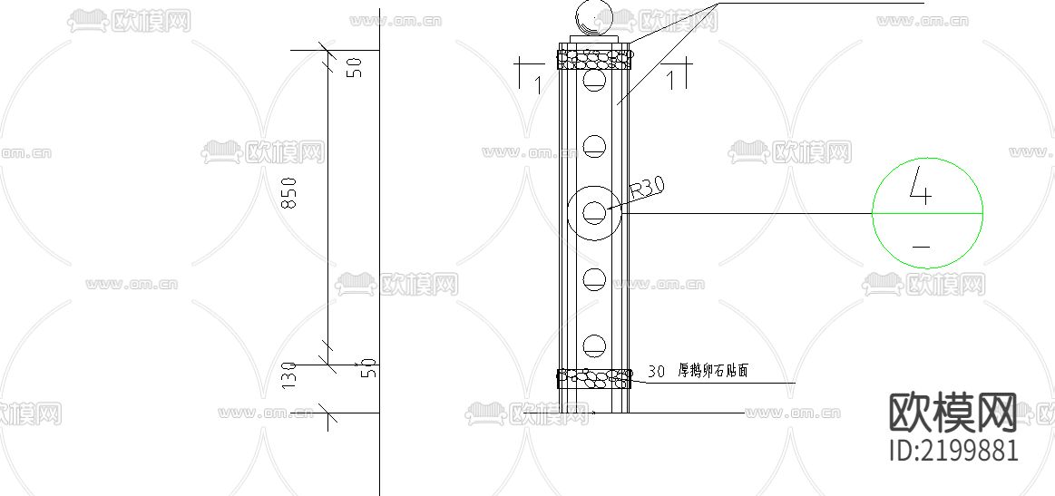 栏杆大样图下载（渲染图3）