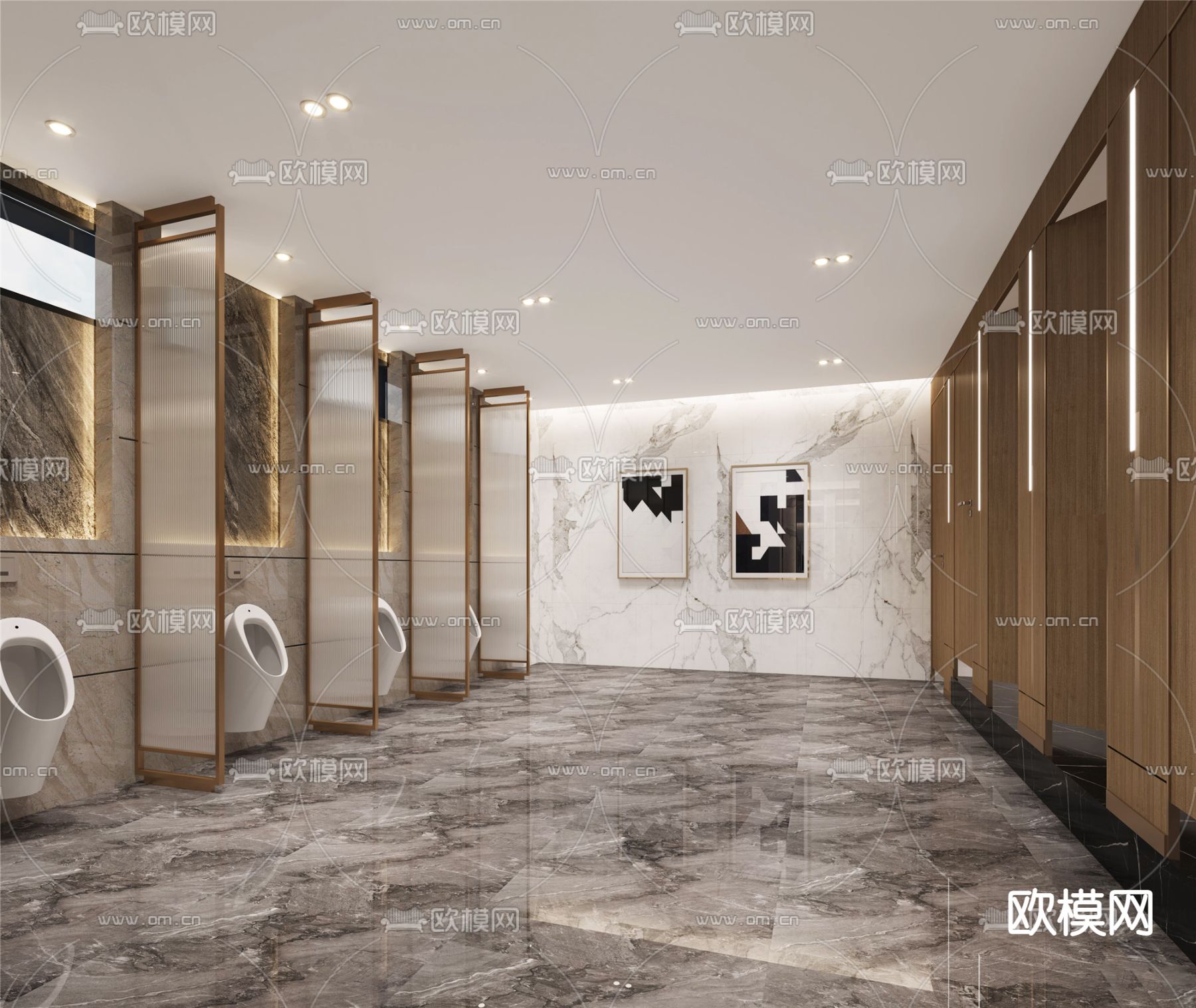 现代酒店公共卫生间3d模型下载（渲染图1）