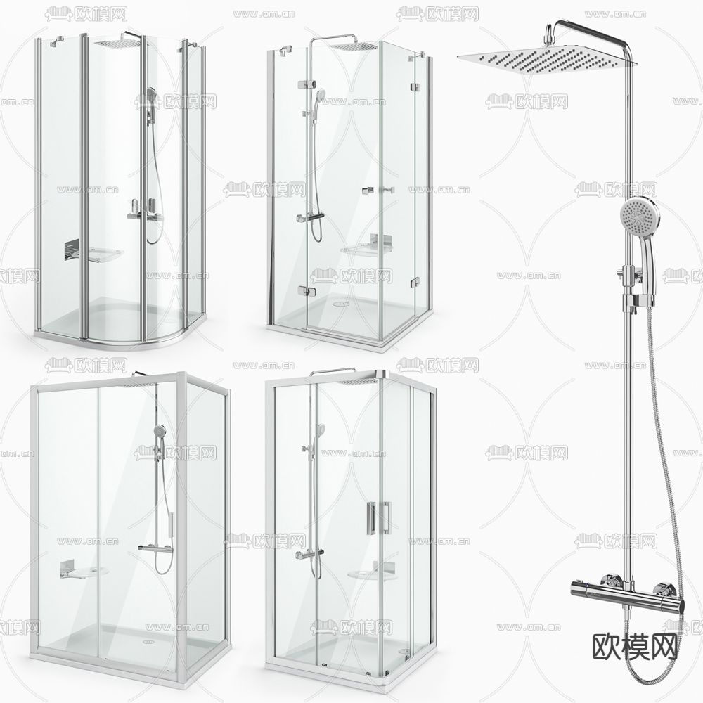现代玻璃淋浴房3d模型下载