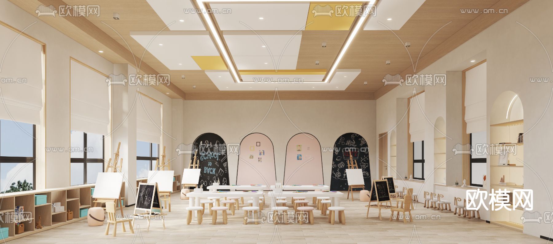现代幼儿园美术画室3d模型下载