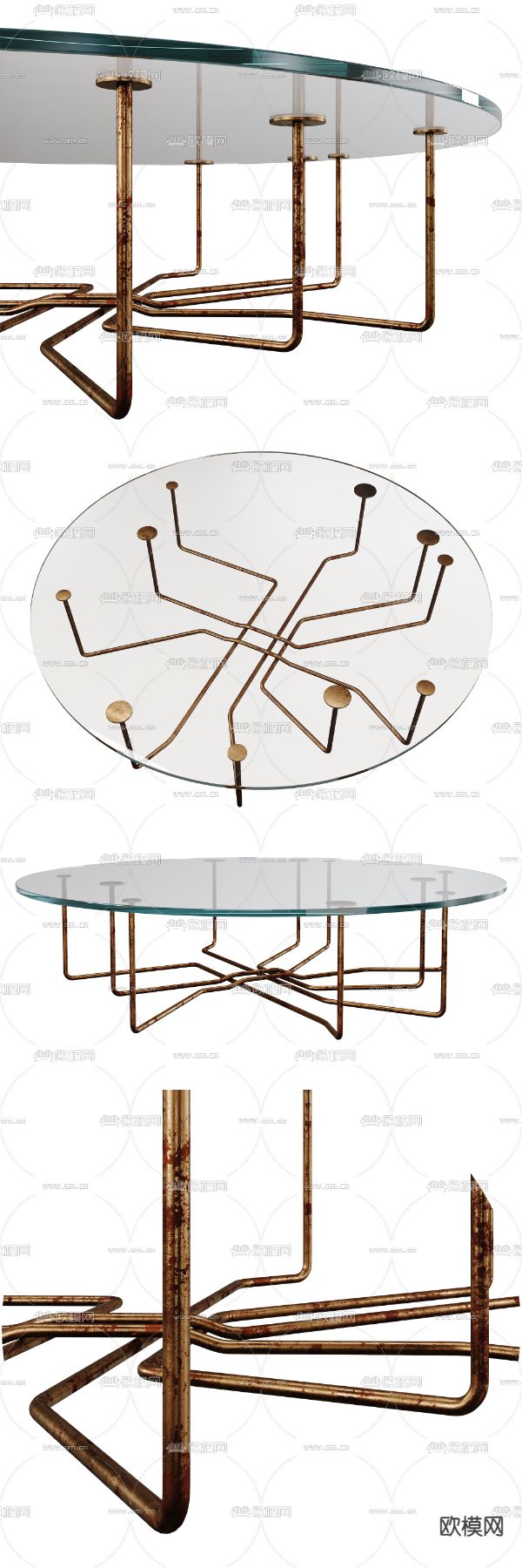 现代玻璃圆形茶几3d模型下载（渲染图2）