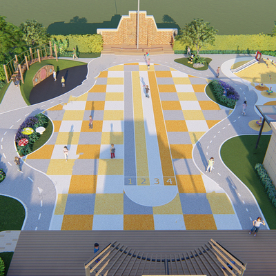  现代幼儿园儿童游乐区su模型 