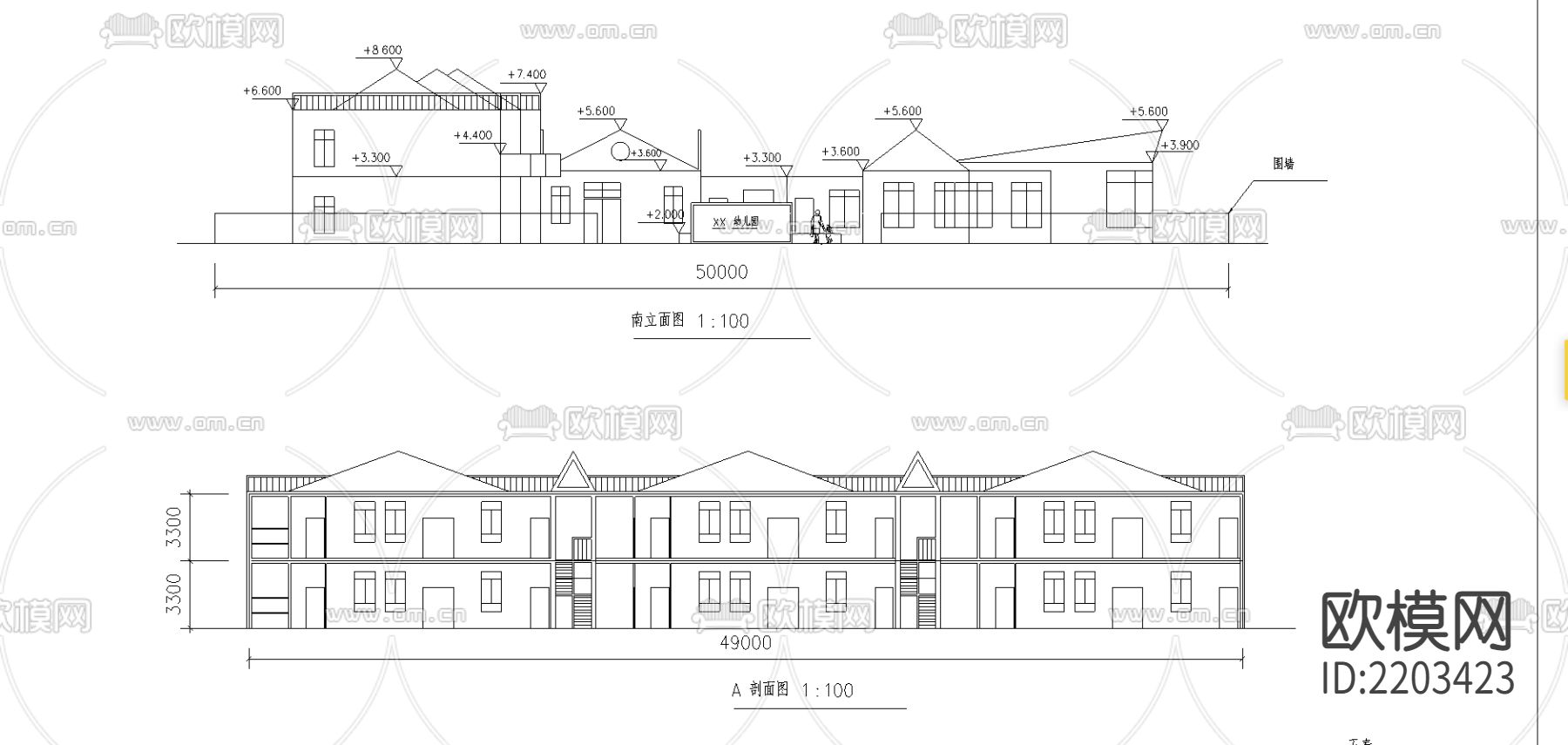 幼儿园cad施工图下载（渲染图3）