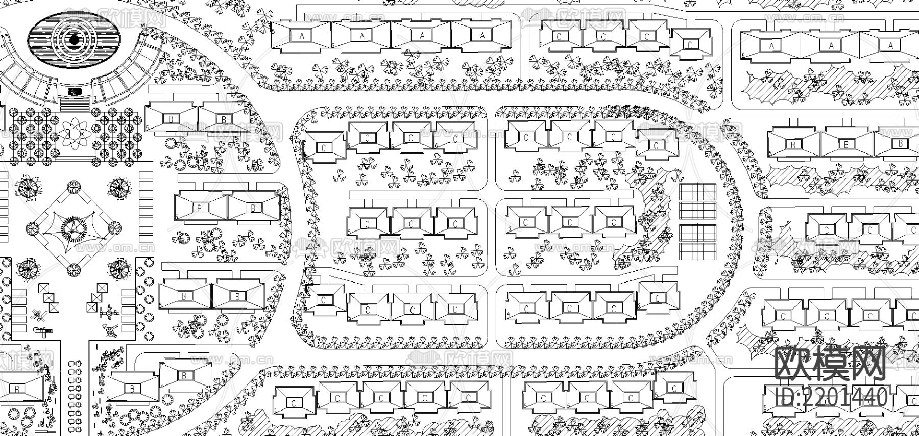 高青县东部居住小区规划图CAD施工图下载（渲染图2）