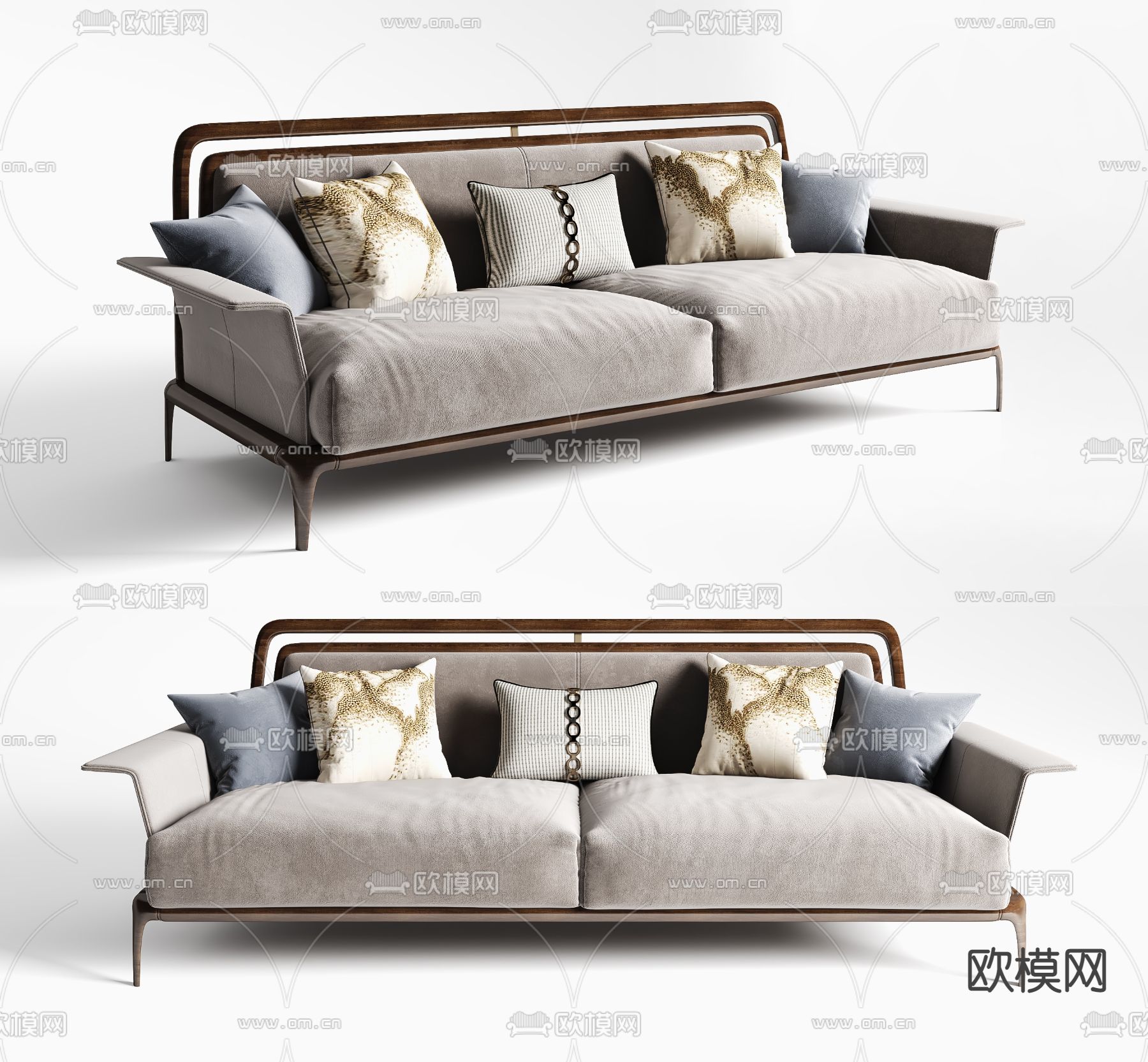 新中式双人沙发3d模型下载