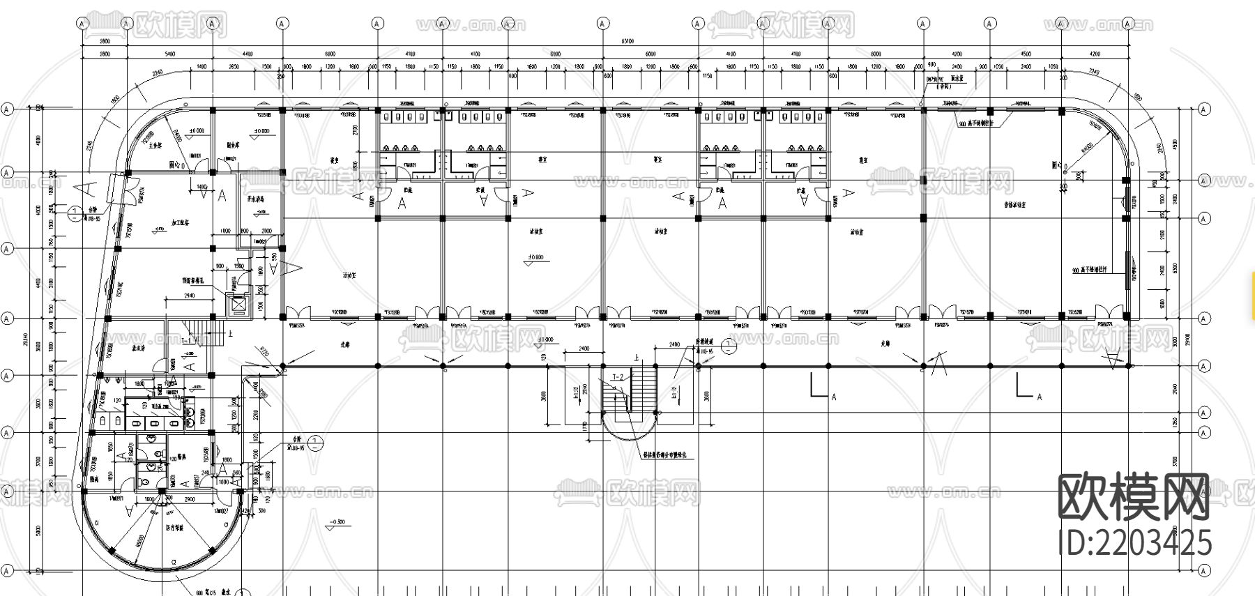 幼儿园教学楼cad施工图下载（渲染图3）