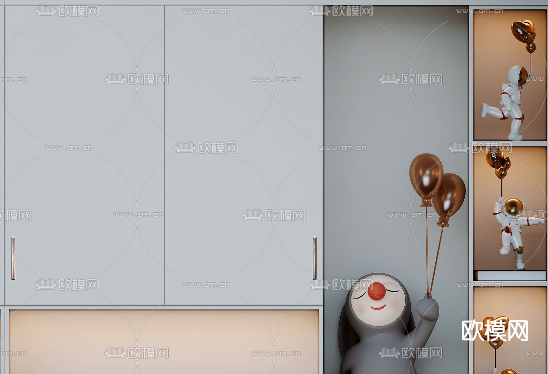 现代实木多功能酒柜装饰柜3d模型下载（渲染图2）