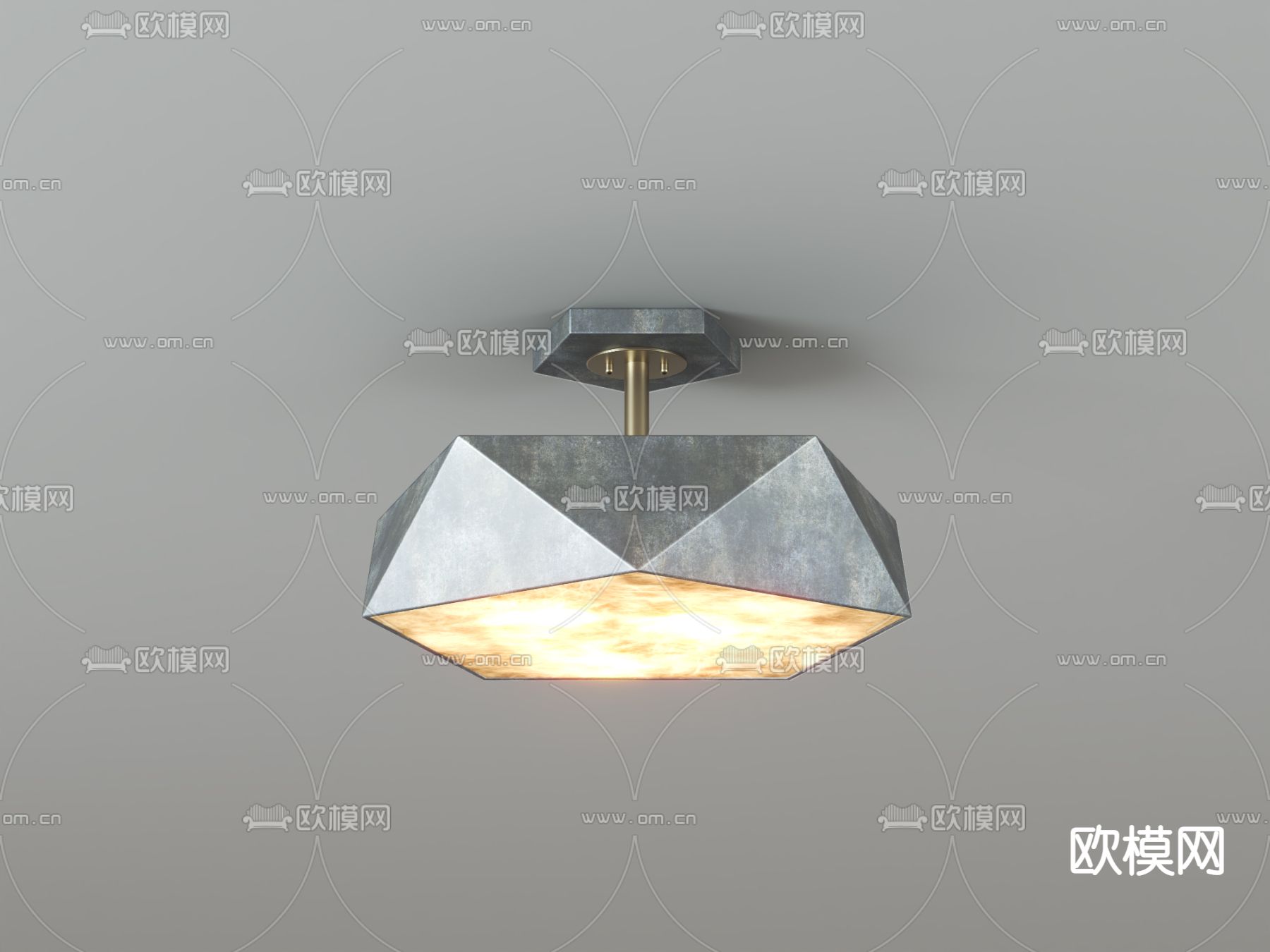 现代金属吸顶灯su模型下载（渲染图2）