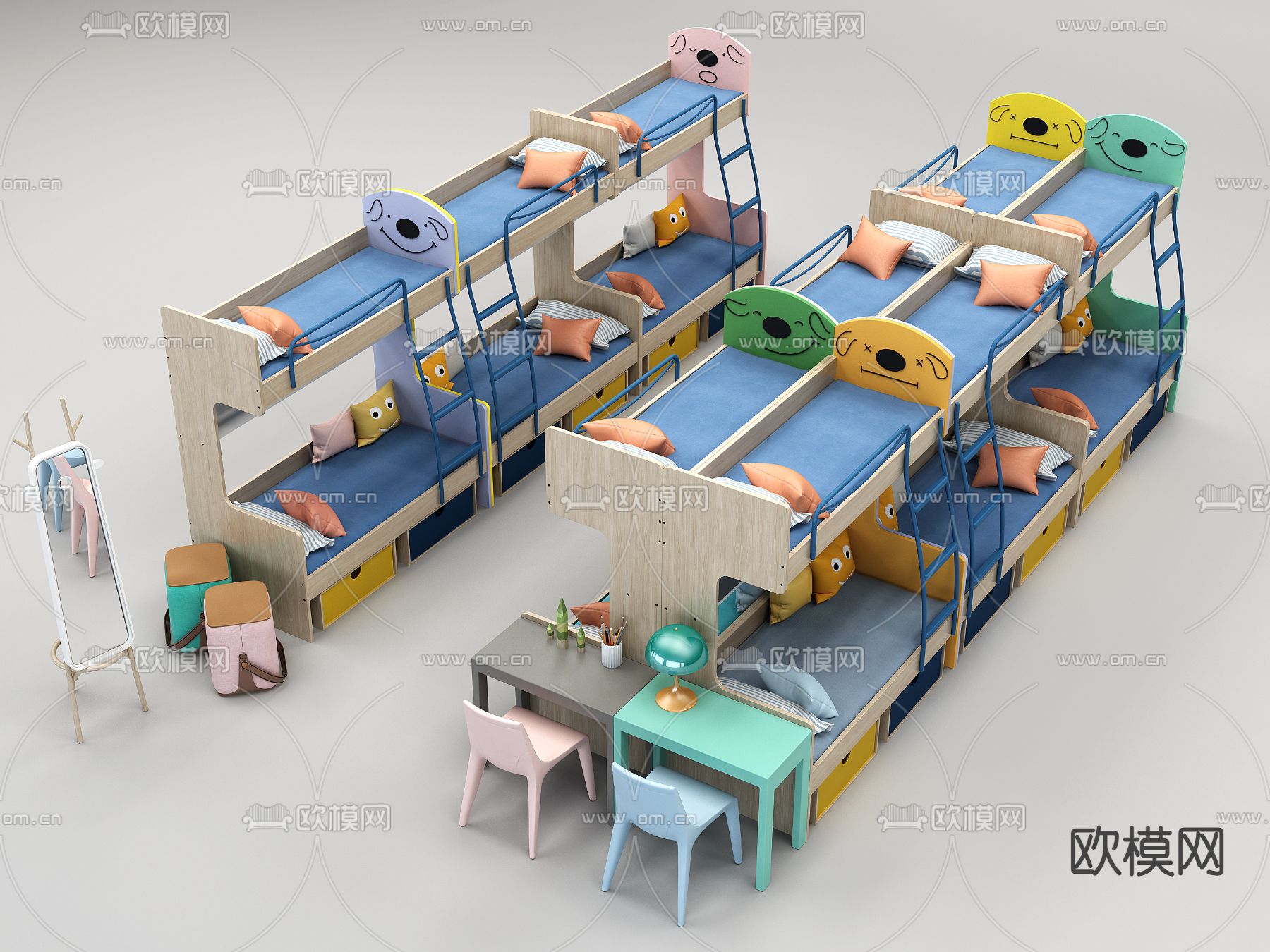 现代幼儿园上下床3d模型下载